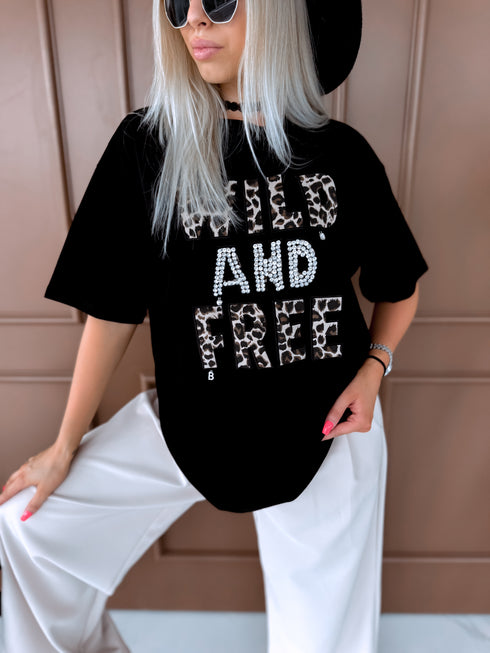 T-krekls "WILD AND FREE 5202" - melns